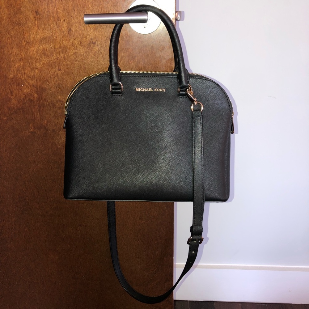 Michael Kors Black Cindy Dome Satchel
